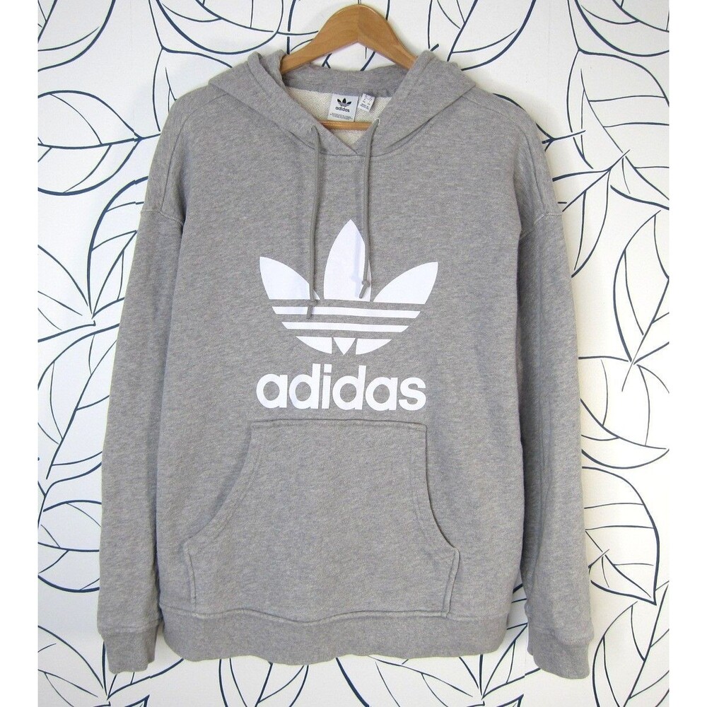 Adidas Originals Trefoil Heather Grey Hoodie FM3304 Women's Size L - Picture 1 of 9